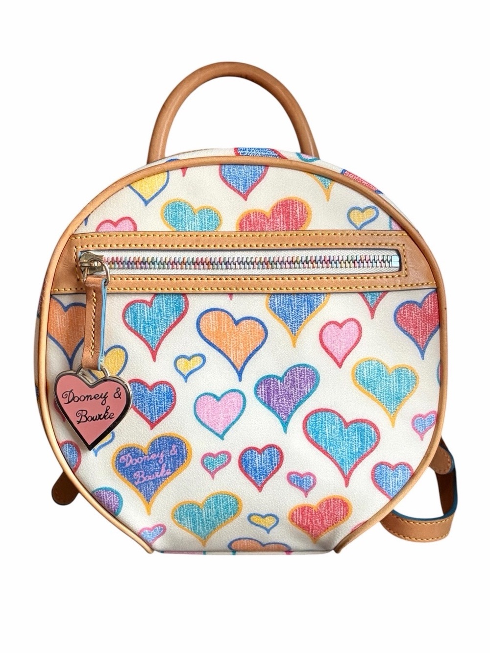 DOONEY & BOURKE VINTAGE Y2K MULTICOLOR SCRIBBLE HEARTS CIRCLE BACKPACK - Picture 1 of 9